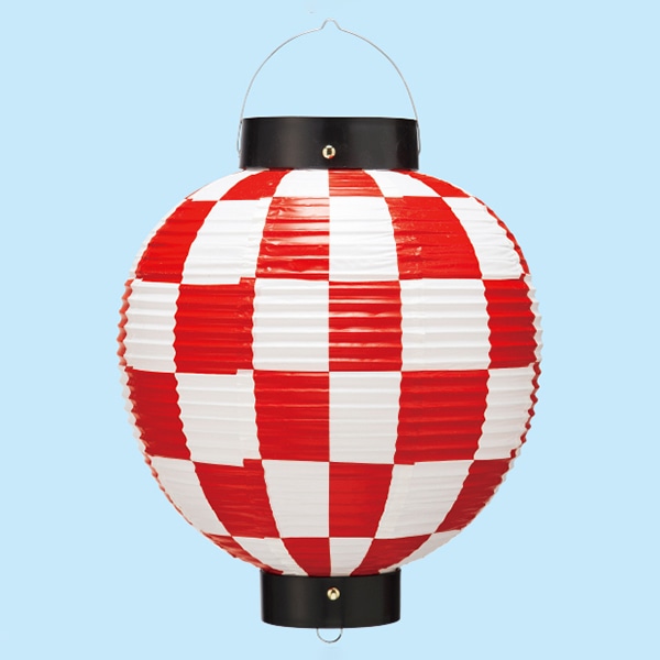 アルファ ビニール尺丸提灯 市松赤 TA8-7035R 1個(ご注文単位1個)【直送品】