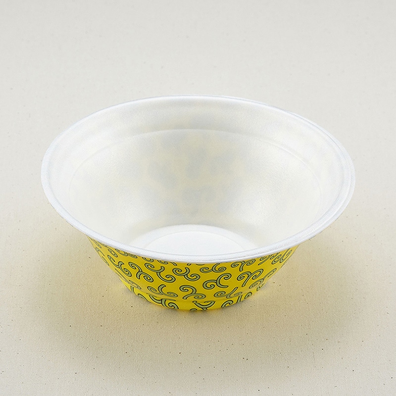 青葉紙業 麺容器 ラーメン 本体 中 黄からくさ 221535 50個/袋（ご注文単位9袋）【直送品】