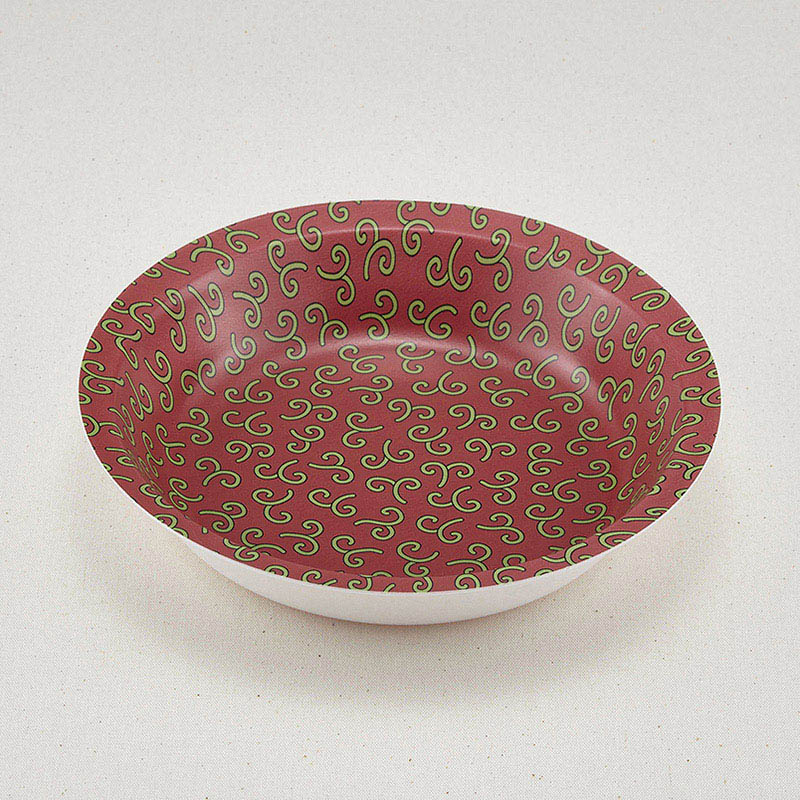 青葉紙業 深皿容器 まるざら 本体 205 耐熱赤からくさ 222423 50枚/袋（ご注文単位10袋）【直送品】