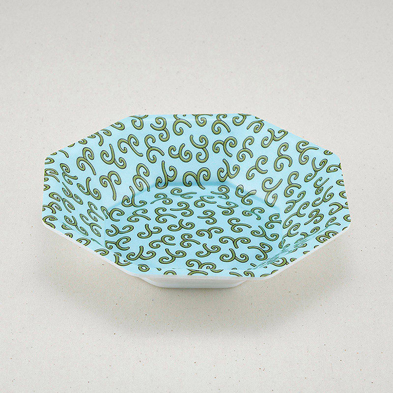 青葉紙業 丼容器 八角皿 本体 中 耐熱青からくさ 224124 50枚/袋（ご注文単位12袋）【直送品】