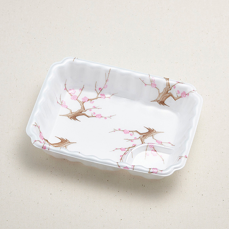 青葉紙業 刺身容器 かく皿 小 紅梅 230614 100枚/袋（ご注文単位9袋）【直送品】