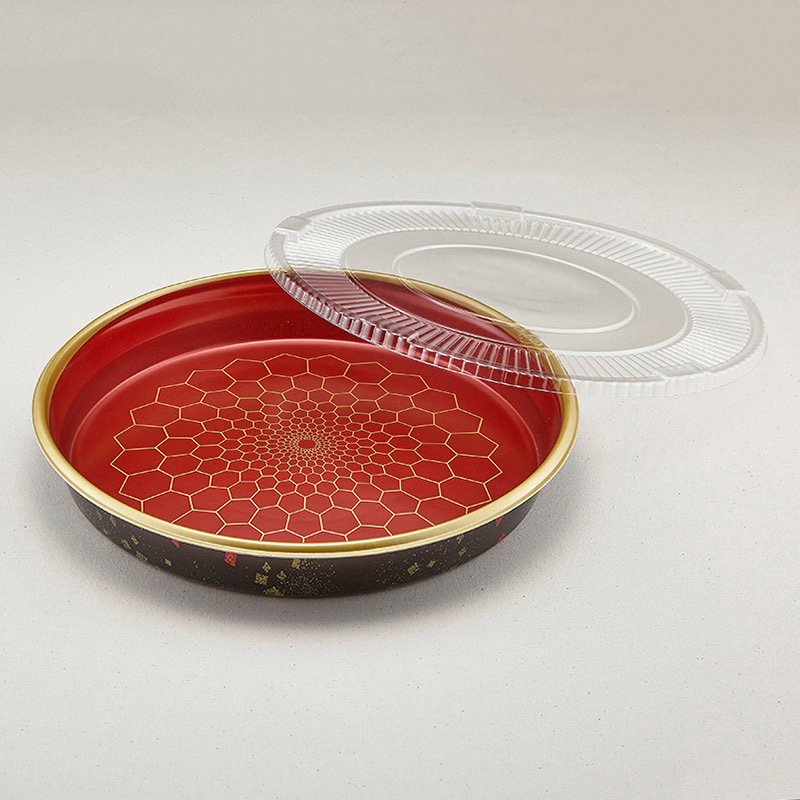 青葉紙業 寿司容器 すし桶 本体・透明蓋セット 4 亀甲赤 254071 20セット/袋（ご注文単位6袋）【直送品】