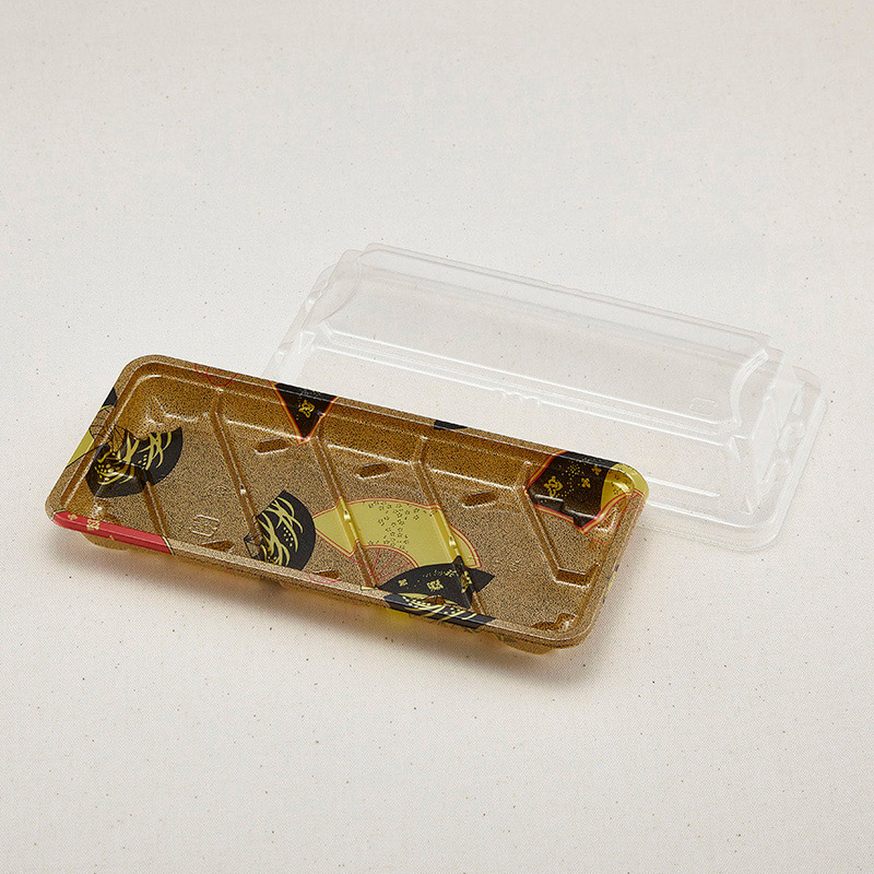 青葉紙業 寿司容器 にぎり 本体・透明蓋セット 4 舞扇 255414 50セット/袋（ご注文単位16袋）【直送品】