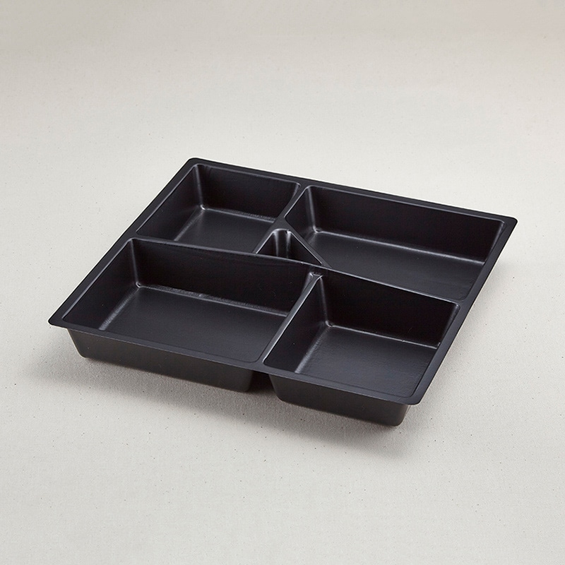 青葉紙業 仕出し弁当容器 会席折 中仕切2 中 黒 257132 20枚/袋(ご注文単位12袋)【直送品】