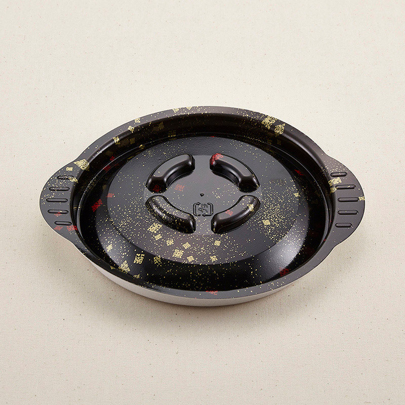 青葉紙業 丼容器 蓋 KD-190 黒まきえ 272103 50枚/袋(ご注文単位8袋)【直送品】