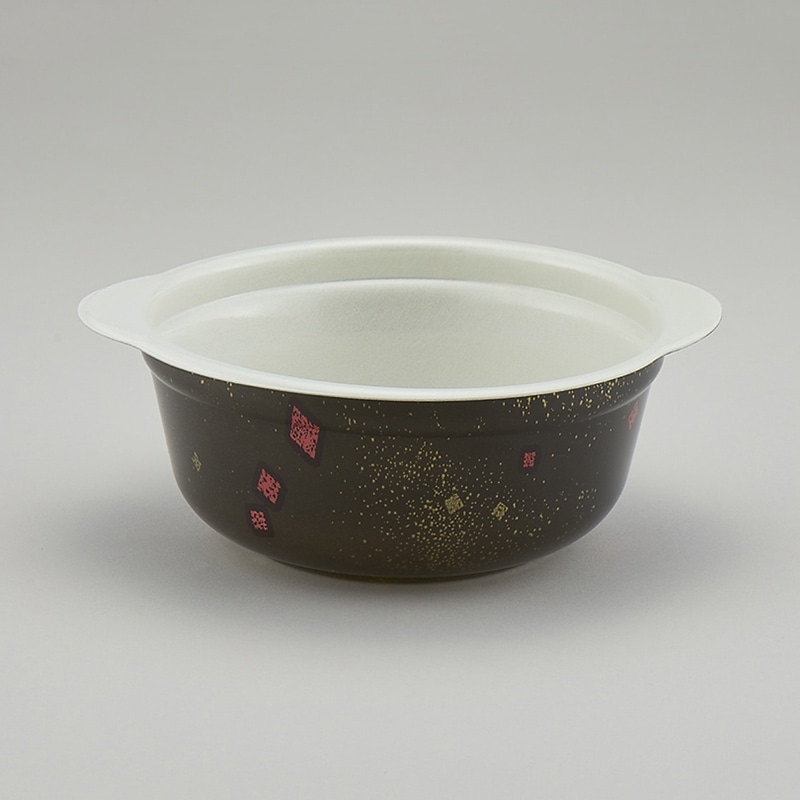 青葉紙業 丼容器 本体 KD-190浅 耐熱黒まきえ 272083 50個/袋（ご注文単位8袋）【直送品】