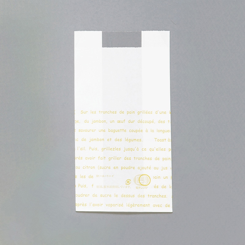 大阪ポリエチレン販売株式会社 窓付袋　レシピ柄耐油耐水紙　フェネット袋 No.91 6877 100枚/袋（ご注文単位10袋）【直送品】