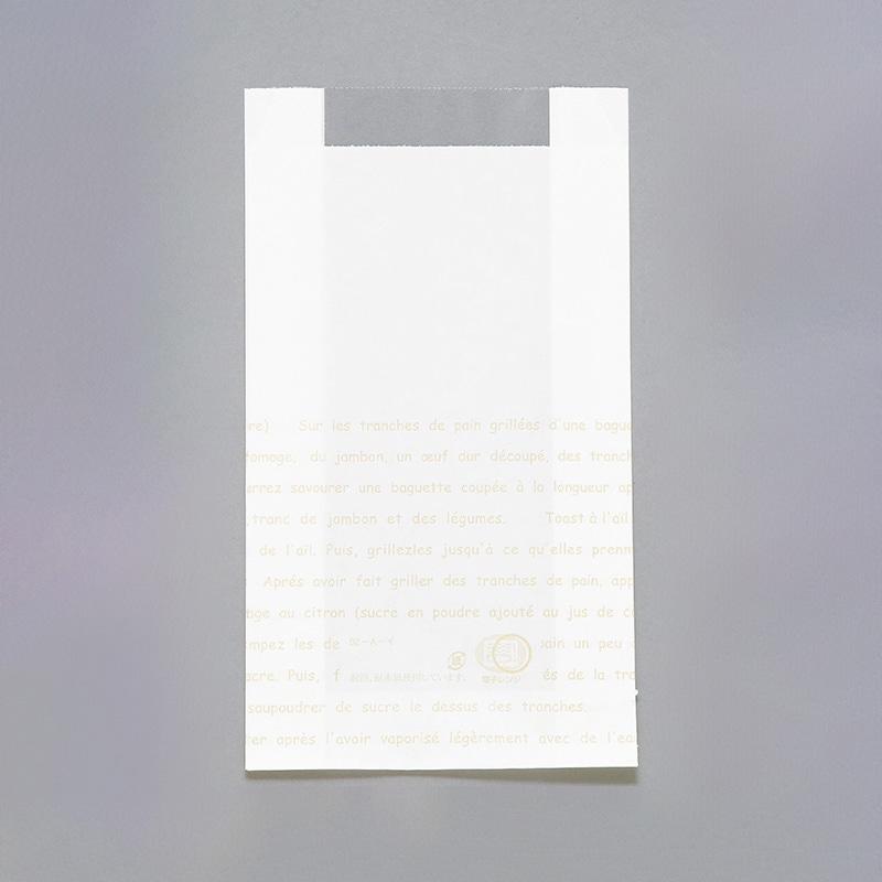 大阪ポリエチレン販売株式会社 窓付袋　レシピ柄耐油耐水紙　フェネット袋 No.92 7133 100枚/袋（ご注文単位10袋）【直送品】