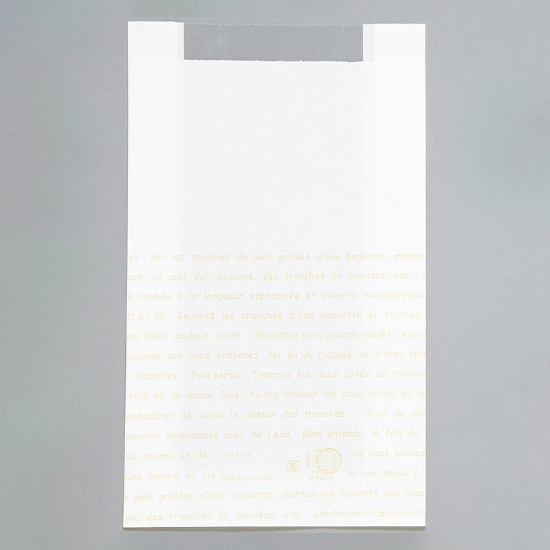 大阪ポリエチレン販売株式会社 窓付袋　レシピ柄耐油耐水紙　フェネット袋 No.93 7445 100枚/袋（ご注文単位10袋）【直送品】