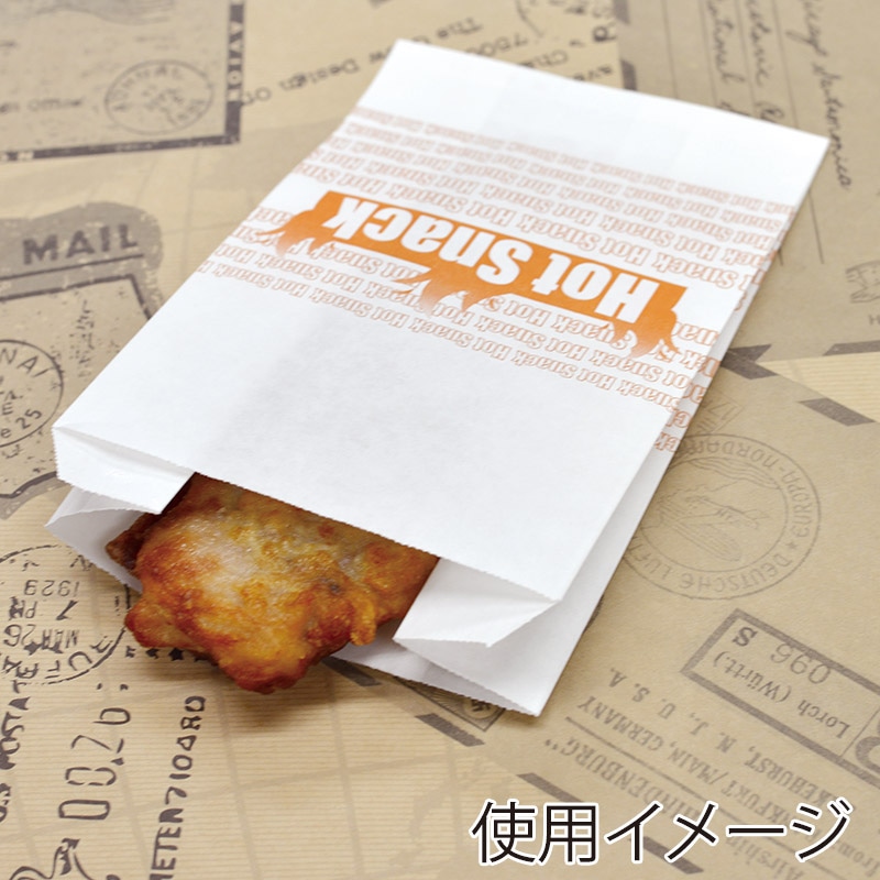 大阪ポリエチレン販売株式会社 ホットスナックマチ付袋 耐油耐水紙 No.317(小) 8243 4000枚/箱(ご注文単位1箱)【直送品】