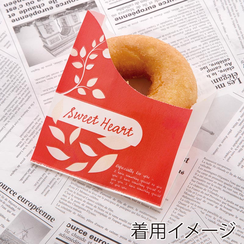 大阪ポリエチレン販売株式会社 サンドウィッチ袋 スイートハートリーフ柄 縦型サンド レッド 8980 1000枚/包(ご注文単位1包)【直送品】