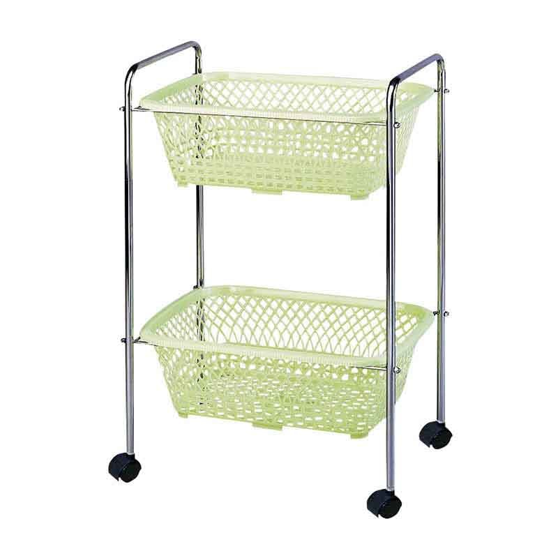脱衣カゴ 2段式 DP-25 キャスター付 グリーン 1個(ご注文単位1個)【直送品】