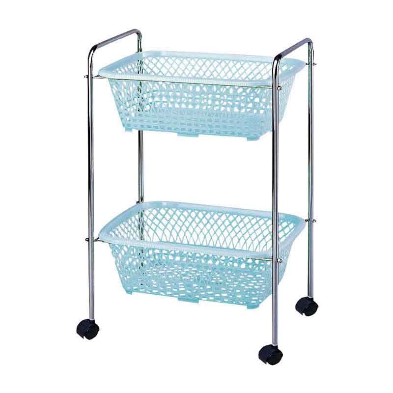 脱衣カゴ 2段式 DP-25 キャスター付 ブルー 1個(ご注文単位1個)【直送品】