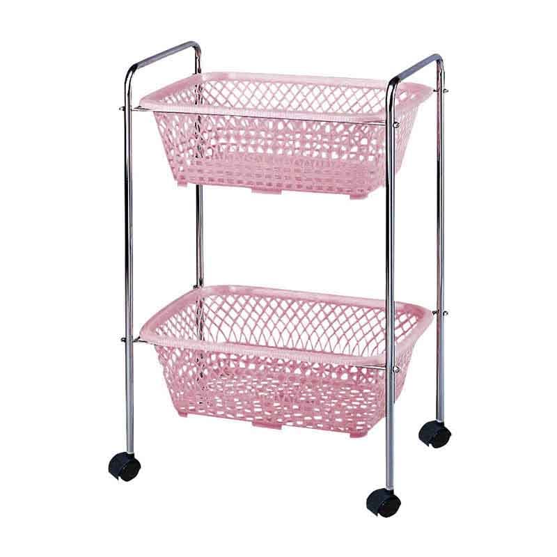 脱衣カゴ 2段式 DP-25 キャスター付 ピンク 1個(ご注文単位1個)【直送品】