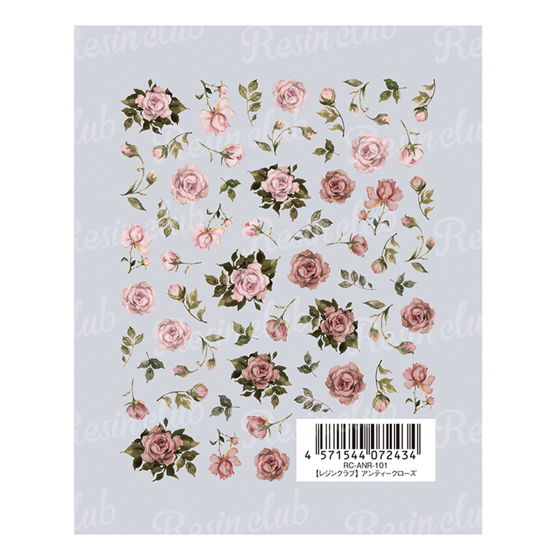 イングカワモト レジンクラブ UVレジン用シールパーツ ~レジンクラブ~ アンティークローズ 両面 RC-ANR-101 1枚(ご注文単位1枚)【直送品】