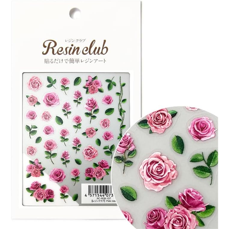 レジンクラブ(RESIN CLUB) レジン材料 『Pink rose 両面 RC-RER-107』 1枚(ご注文単位1枚)【直送品】