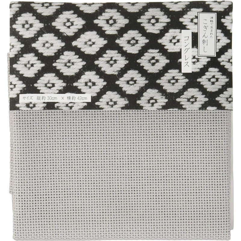 Piece 刺しゅう布 コングレス 津軽こぎん刺し ねずみ 約30x42cm PHC-019-2 1個(ご注文単位1個)【直送品】