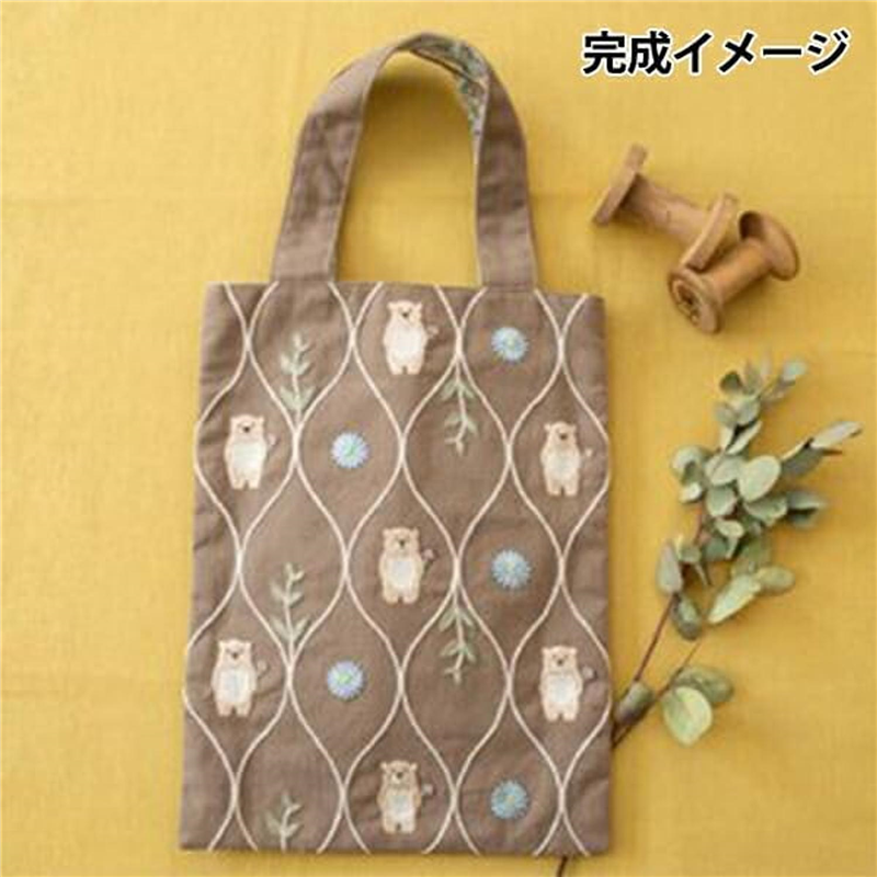 piece ピース chicchiさんの動物刺繍キット くまさんとブルーデイジーのおさんぽバッグ PHC-078 1袋(ご注文単位1袋)【直送品】