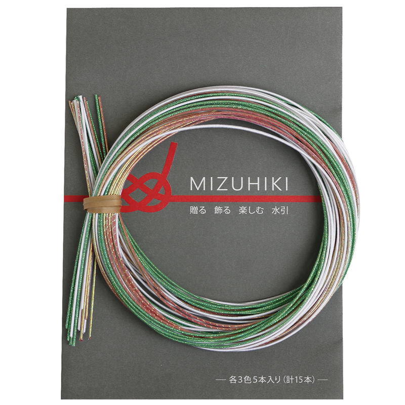 piece MIZUHIKI 水引アソートセット リーフレット付 3色各5本入 苺 PHC-100-7 1袋(ご注文単位1袋)【直送品】