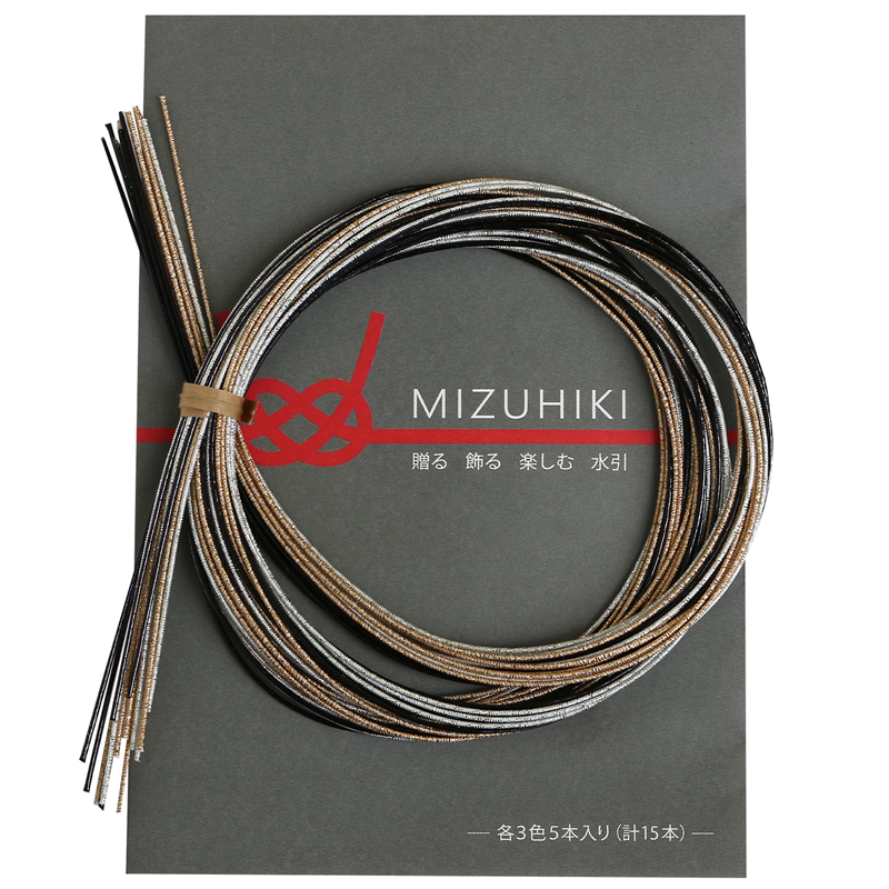 piece MIZUHIKI 水引アソートセット リーフレット付 3色各5本入 銀河 PHC-100-17 1袋(ご注文単位1袋)【直送品】