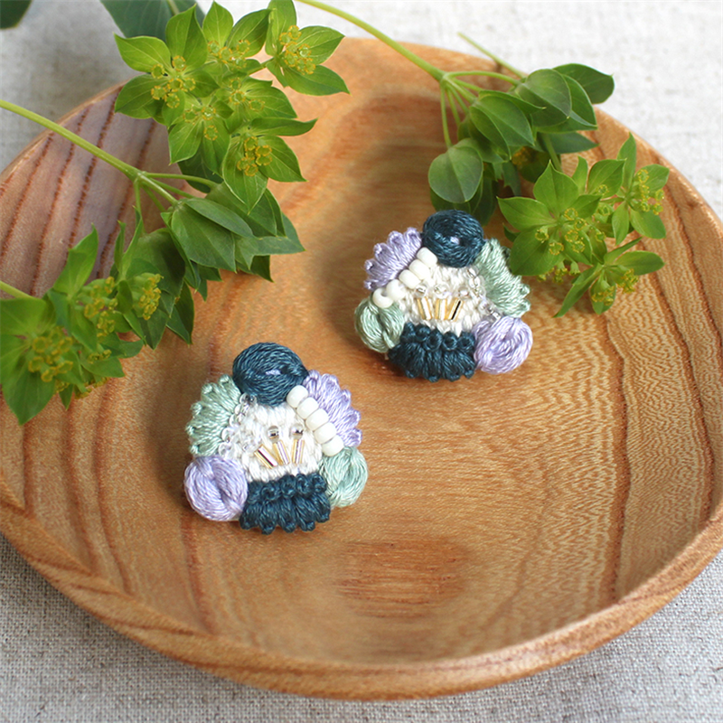 ピース(Piece) 刺しゅうキット 「K.omoNo hitotsubana earrings」- capri blue - PHC-117-2 1袋（ご注文単位1袋）【直送品】