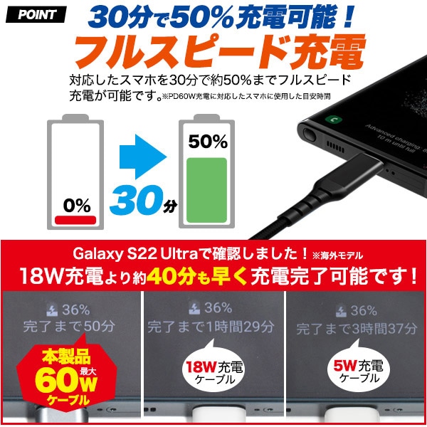 プラタ Type-C to Cケーブル ブラック ctoc-100 1個(ご注文単位1個)【直送品】