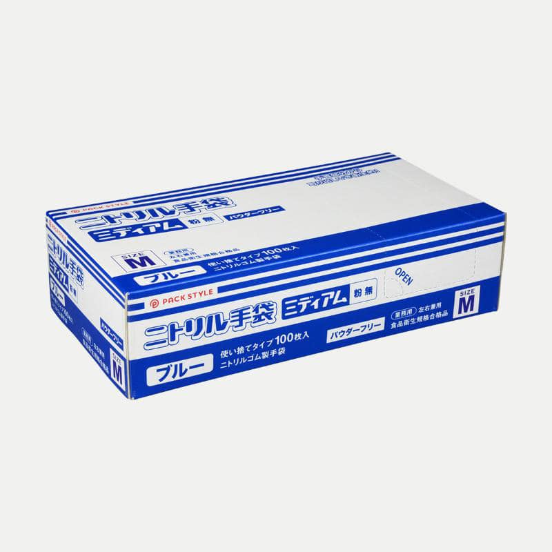 パックスタイル 新ニトリル手袋　ミディアム　青 M　粉無　100枚入 00674477 100枚/箱（ご注文単位30箱）【直送品】