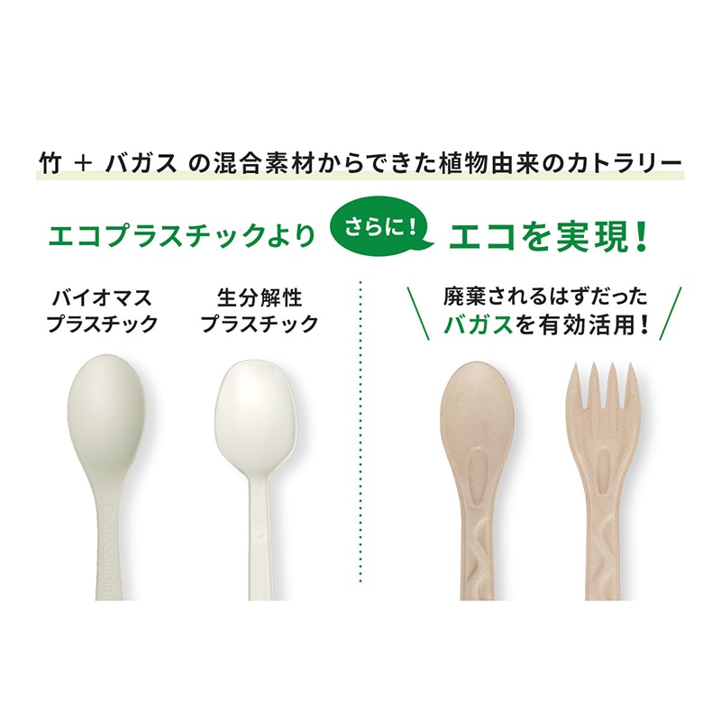 BB竹バガスカトラリー スポーク 5本入 1袋(ご注文単位200袋)【直送品】