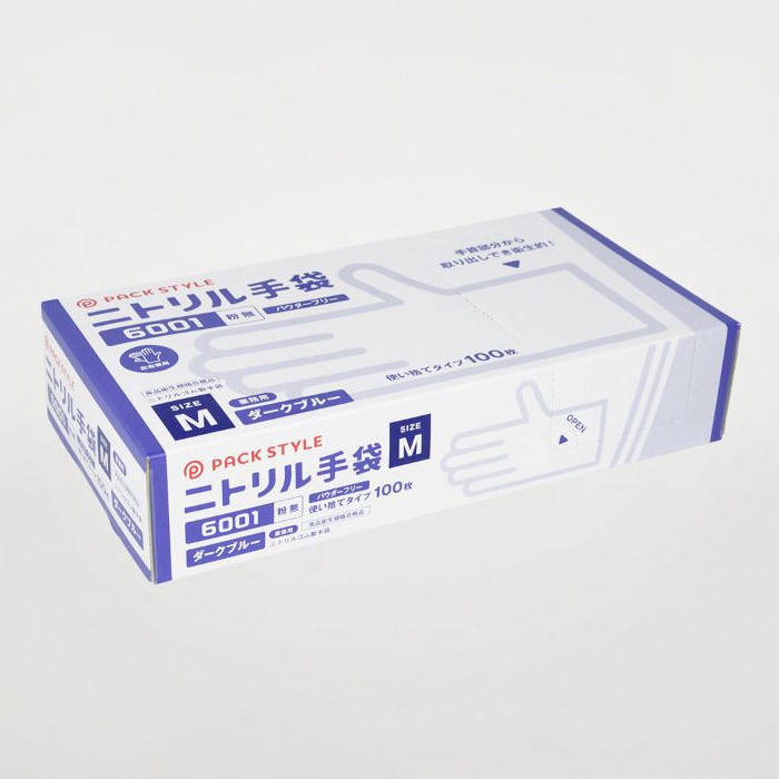 パックスタイル ニトリル手袋　濃紺　6001 粉無　M　100枚 00734314 100枚/箱（ご注文単位30箱）【直送品】