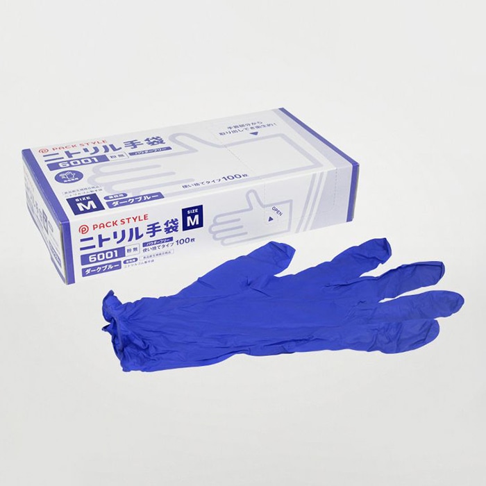 パックスタイル ニトリル手袋 濃紺 6001 粉無 M 100枚 00734314 100枚/箱(ご注文単位30箱)【直送品】