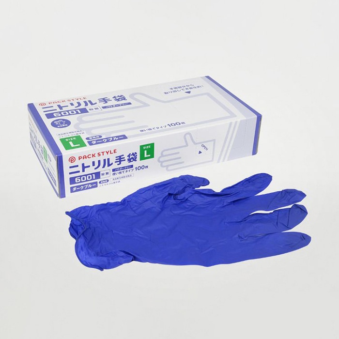 パックスタイル ニトリル手袋 濃紺 6001 粉無 L 100枚 00734315 100枚/箱(ご注文単位30箱)【直送品】