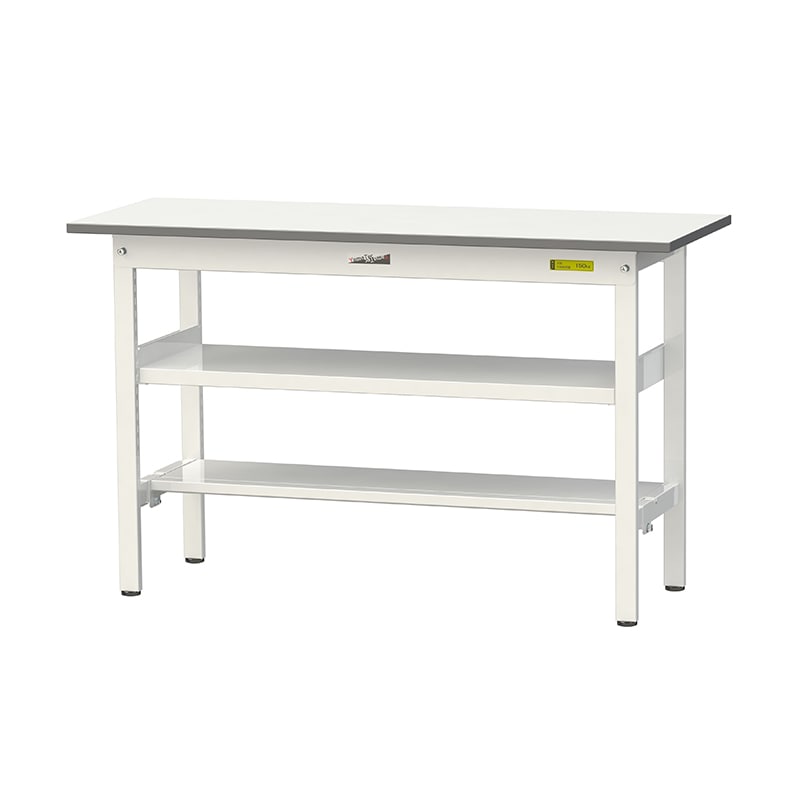 山金工業 ワークテーブル150　固定式　H740mm 中間棚付／半面棚板付 1200×450 1台（ご注文単位1台）【直送品】