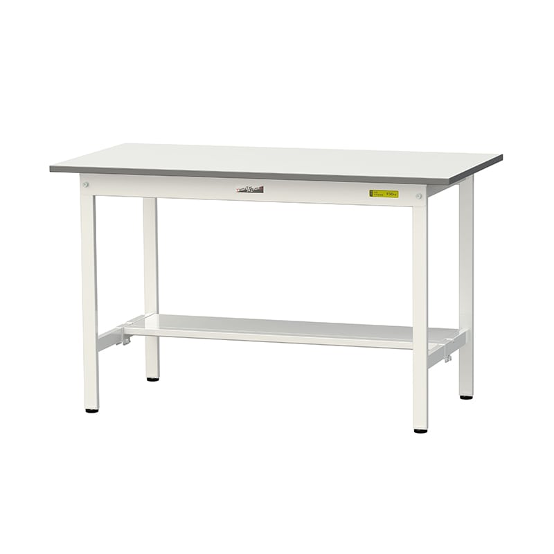 山金工業 ワークテーブル150 固定式 H740mm 半面棚板付 1200×600 1台(ご注文単位1台)【直送品】