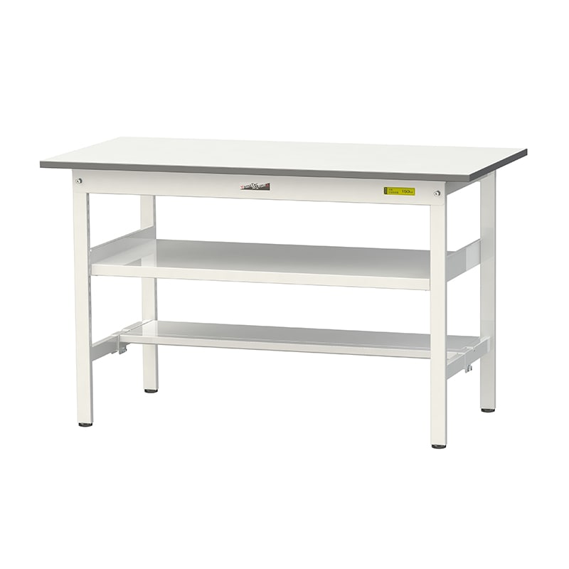 山金工業 ワークテーブル150 固定式 H740mm 中間棚付/半面棚板付 1200×600 1台(ご注文単位1台)【直送品】