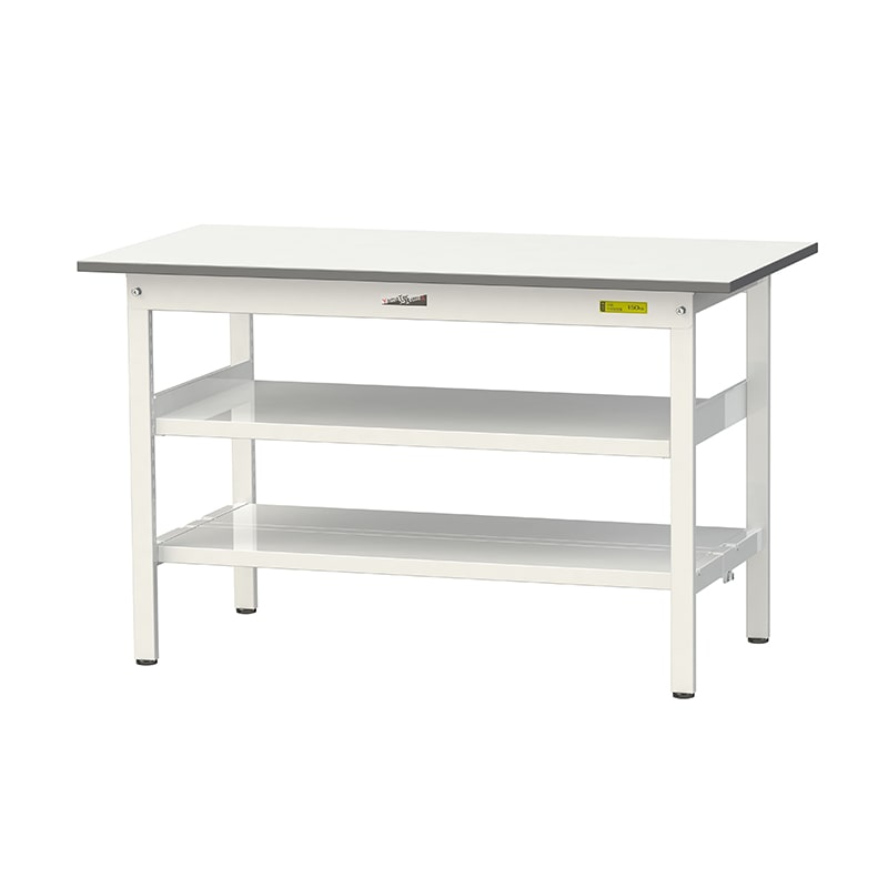 山金工業 ワークテーブル150　固定式　H740mm 中間棚付／全面棚板付 1200×600 1台（ご注文単位1台）【直送品】