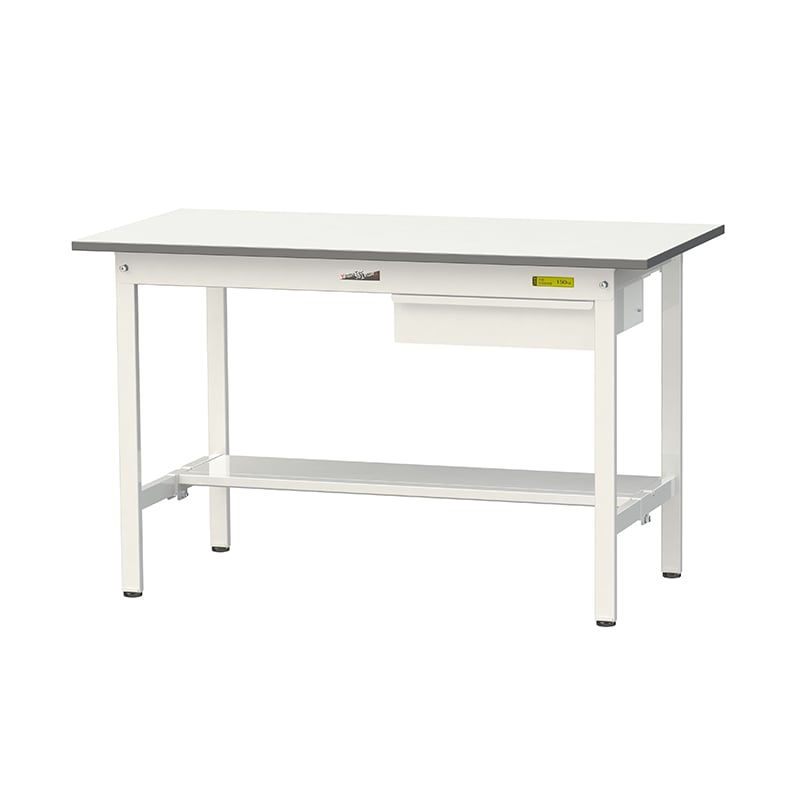 山金工業 ワークテーブル150　固定式　H740mm キャビネット付／半面棚板付 1200×600 1台（ご注文単位1台）【直送品】