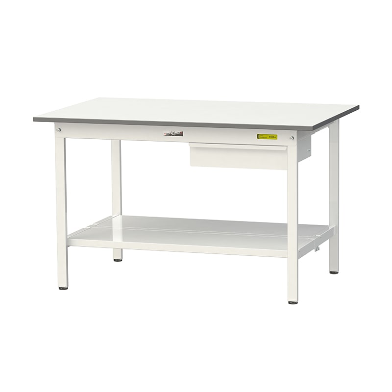 山金工業 ワークテーブル150　固定式　H740mm キャビネット付／全面棚板付 1200×750 1台（ご注文単位1台）【直送品】