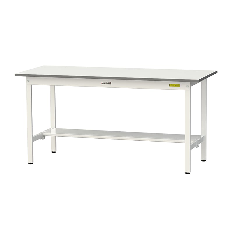 山金工業 ワークテーブル150　固定式　H740mm 半面棚板付 1500×600 1台（ご注文単位1台）【直送品】