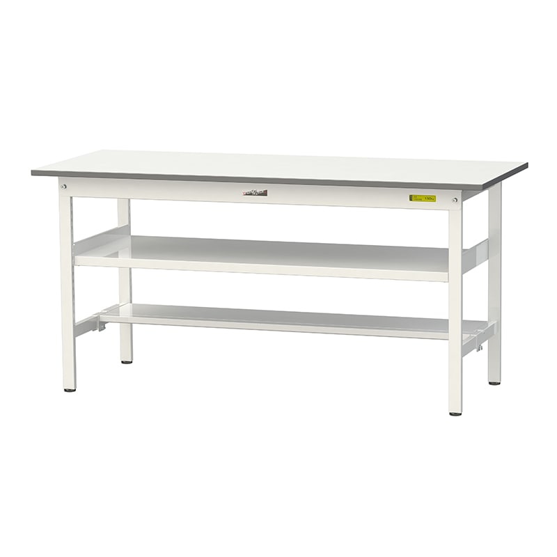 山金工業 ワークテーブル150　固定式　H740mm 中間棚付／半面棚板付 1500×600 1台（ご注文単位1台）【直送品】