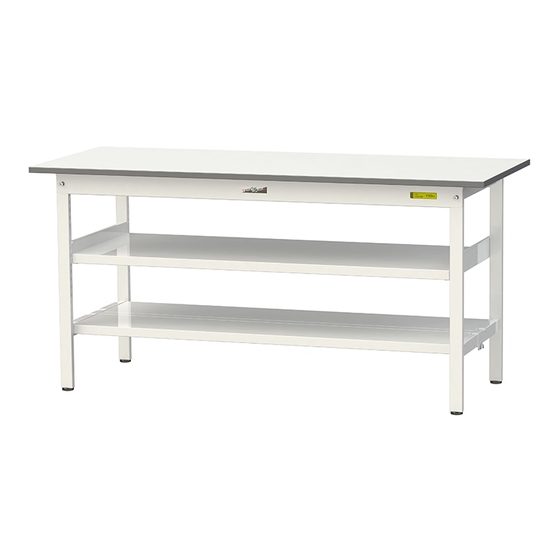 山金工業 ワークテーブル150　固定式　H740mm 中間棚付／全面棚板付 1500×600 1台（ご注文単位1台）【直送品】