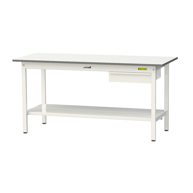 山金工業 ワークテーブル150　固定式　H740mm キャビネット付／全面棚板付 1500×600 1台（ご注文単位1台）【直送品】