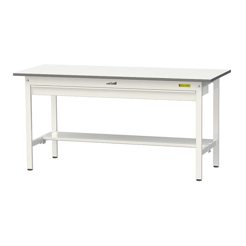 山金工業 ワークテーブル150　固定式　H740mm ワイド引出し付／半面棚板付 1500×600 1台（ご注文単位1台）【直送品】