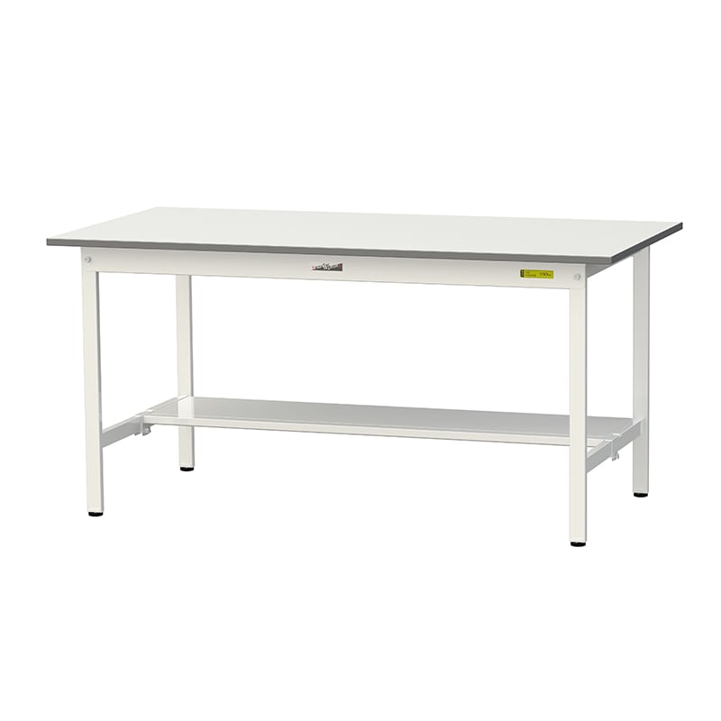 山金工業 ワークテーブル150　固定式　H740mm 半面棚板付 1500×750 1台（ご注文単位1台）【直送品】