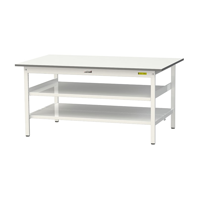 山金工業 ワークテーブル150　固定式　H740mm 中間棚付／全面棚板付 1500×900 1台（ご注文単位1台）【直送品】