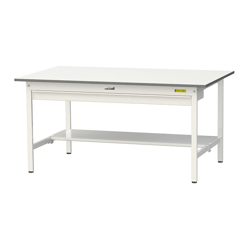 山金工業 ワークテーブル150　固定式　H740mm ワイド引出し付／半面棚板付 1500×900 1台（ご注文単位1台）【直送品】