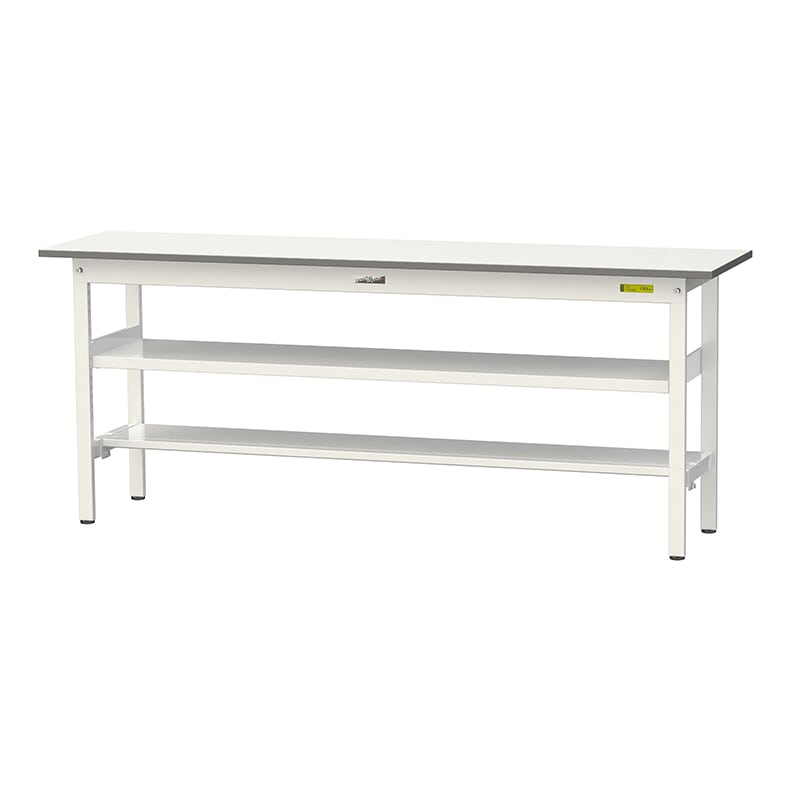 山金工業 ワークテーブル150　固定式　H740mm 中間棚付／半面棚板付 1800×450 1台（ご注文単位1台）【直送品】