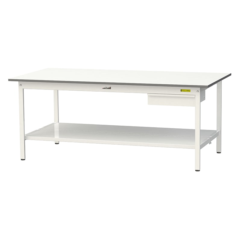 山金工業 ワークテーブル150　固定式　H740mm キャビネット付／全面棚板付 1800×900 1台（ご注文単位1台）【直送品】