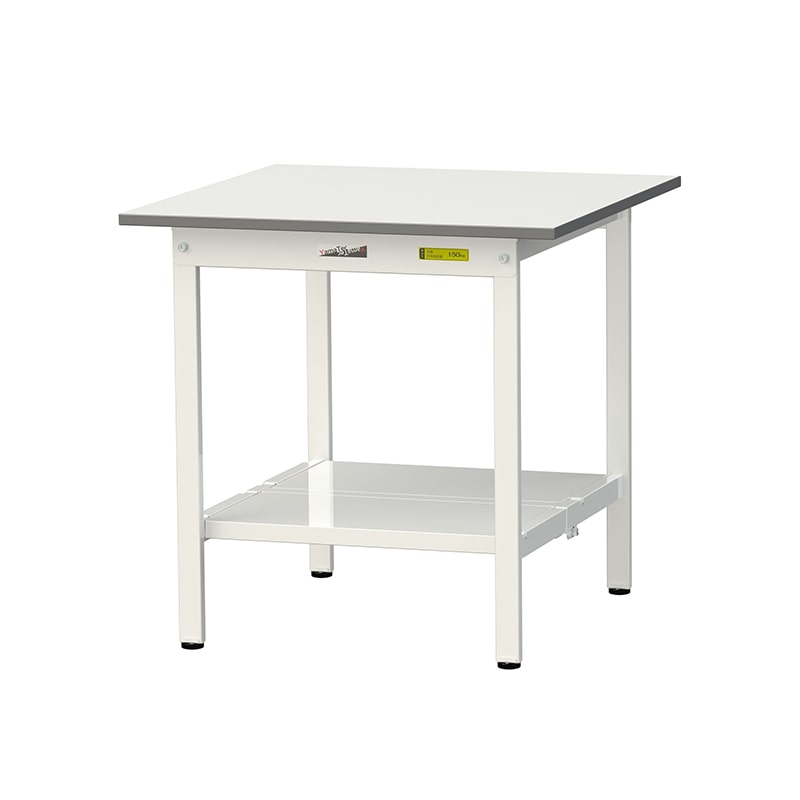 山金工業 ワークテーブル150　固定式　H740mm 全面棚板付 750×750 1台（ご注文単位1台）【直送品】