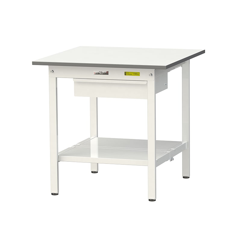山金工業 ワークテーブル150　固定式　H740mm キャビネット付／全面棚板付 750×750 1台（ご注文単位1台）【直送品】
