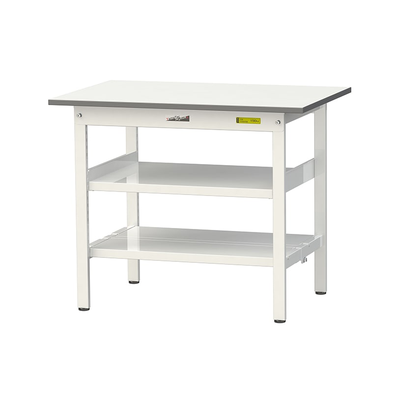 山金工業 ワークテーブル150　固定式　H740mm 中間棚付／全面棚板付 900×600 1台（ご注文単位1台）【直送品】